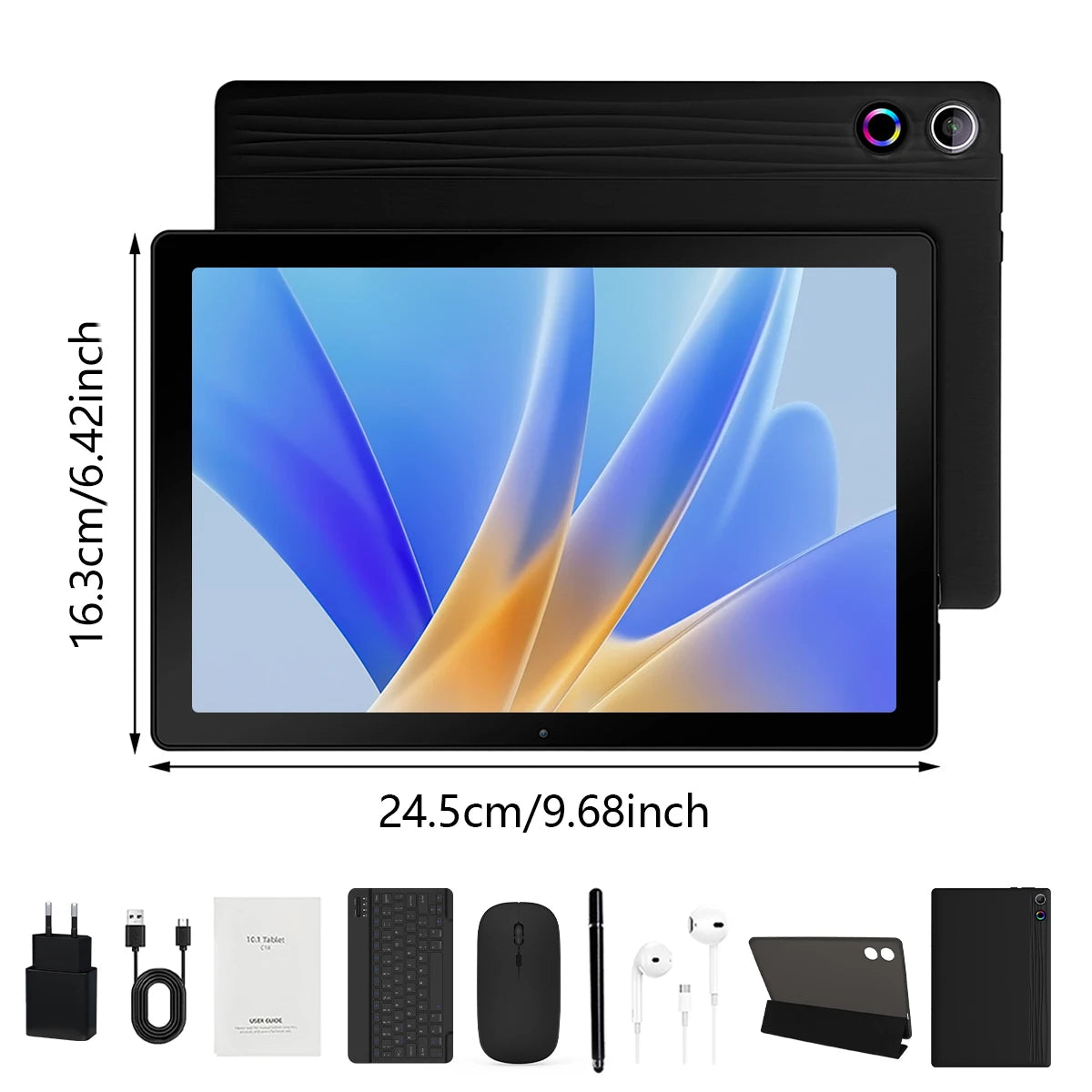 URAO 10" Android 15 Tablet, 3GB RAM, 64GB, with Keyboard, Mouse, Stylus and Case