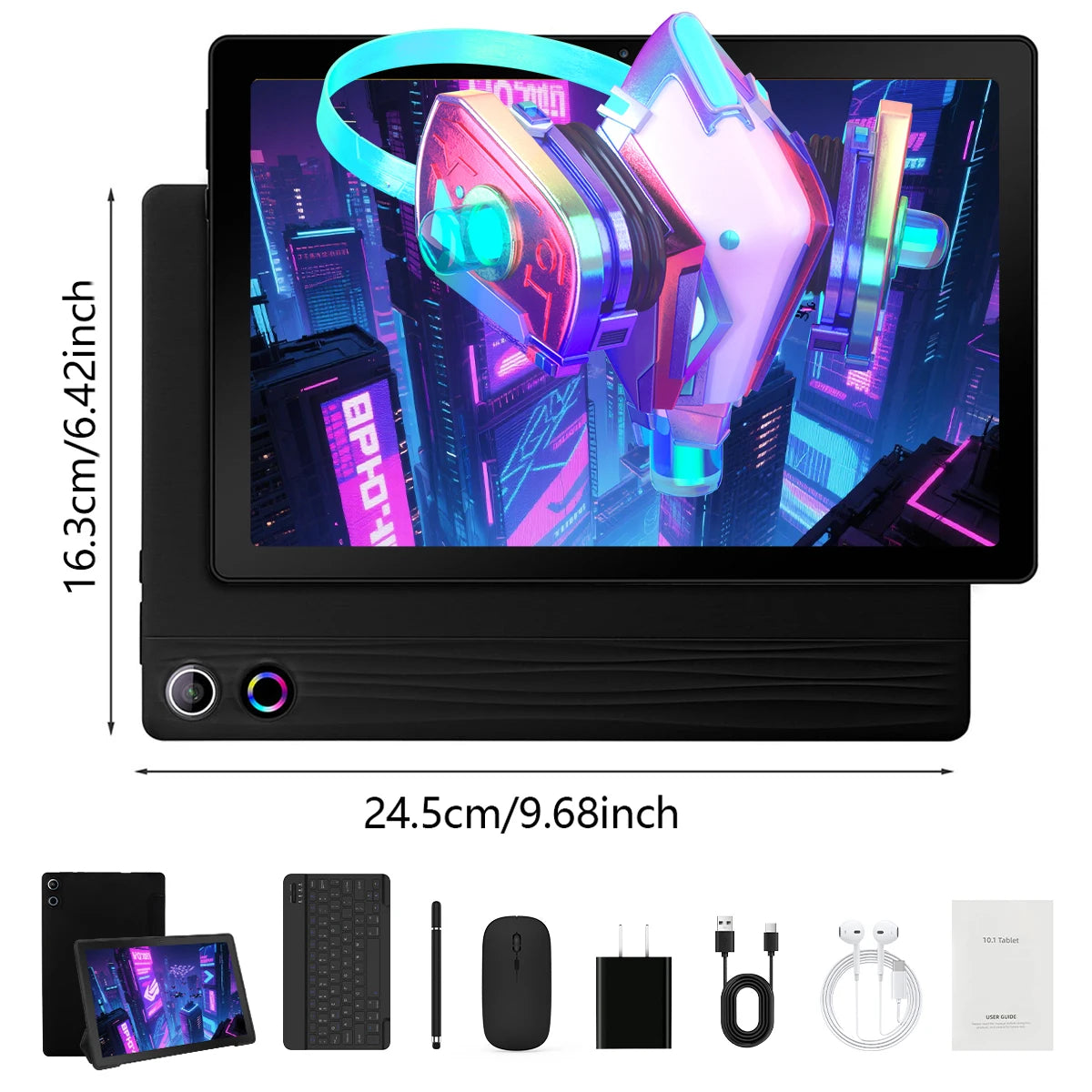 AEEZO 10.1" Android 14 Tablet, 3GB RAM, 64GB, with Case, Stylus, Keyboard and Mouse