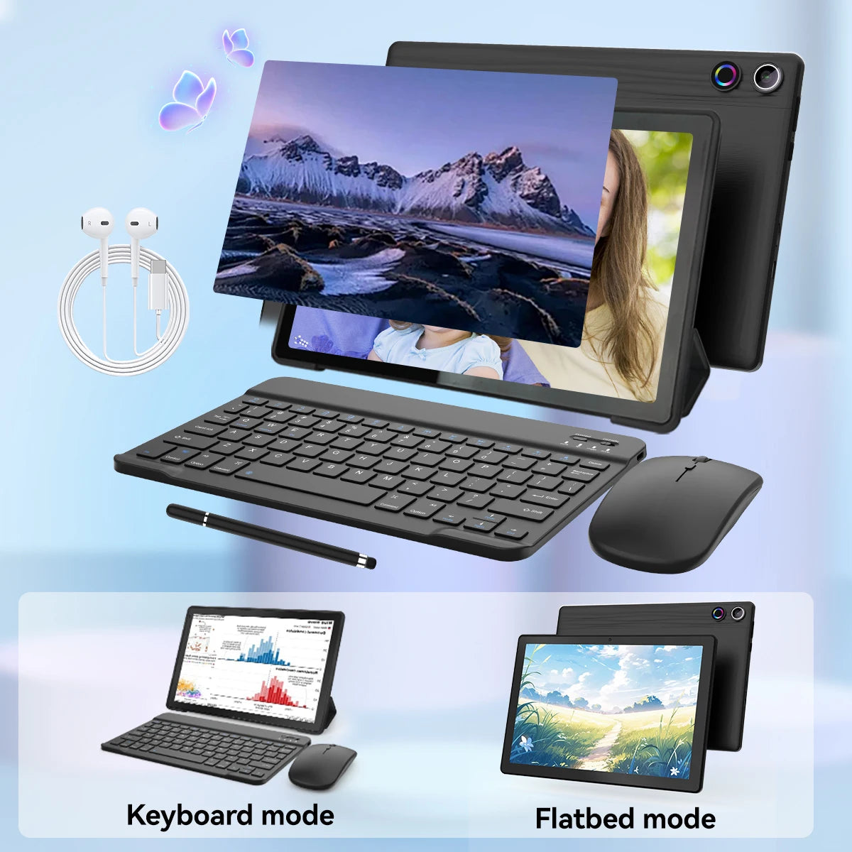 AEEZO 10.1" Android 14 Tablet, 3GB RAM, 64GB, with Case, Stylus, Keyboard and Mouse