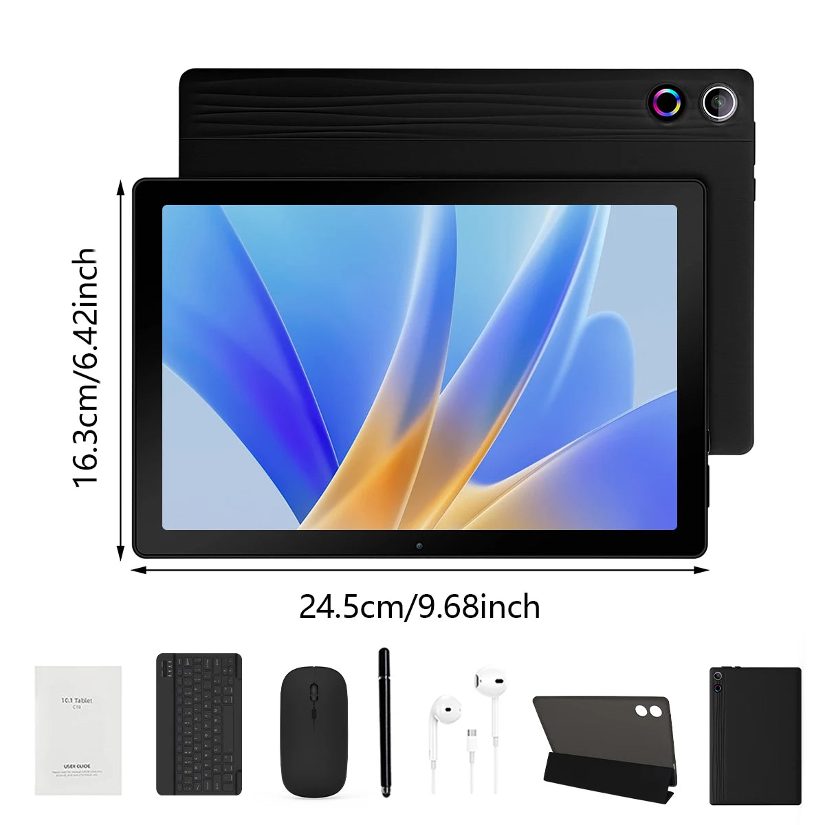 URAO 10" Android 15 Tablet, 3GB RAM, 64GB, with Keyboard, Mouse, Stylus and Case