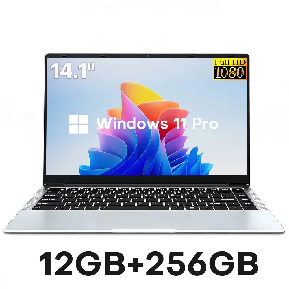 14.1" Windows 11 Pro Laptop, Intel Atom A3950, 12GB RAM, 512GB M.2 SSD