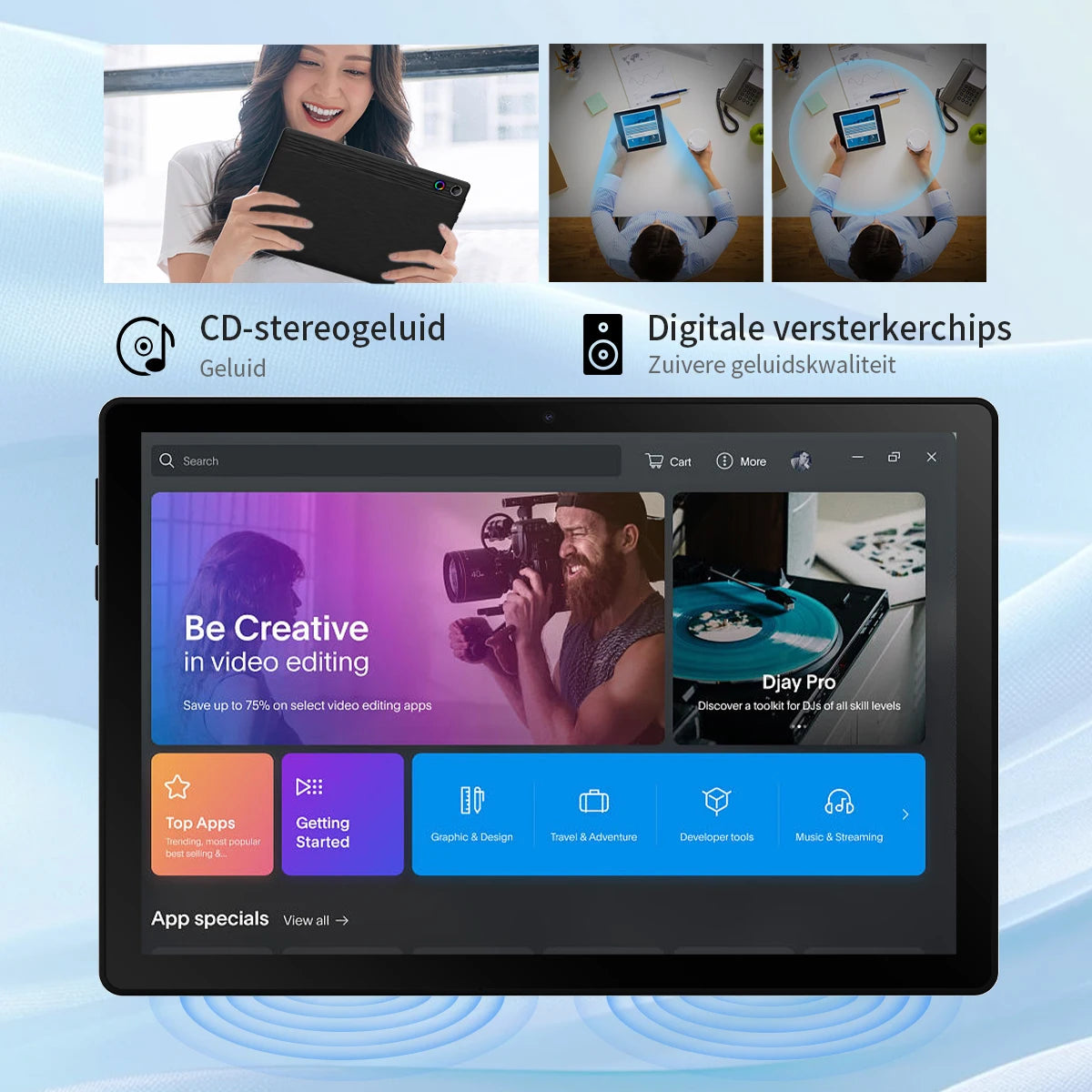 URAO 10" Android 15 Tablet, 3GB RAM, 64GB, with Keyboard, Mouse, Stylus and Case