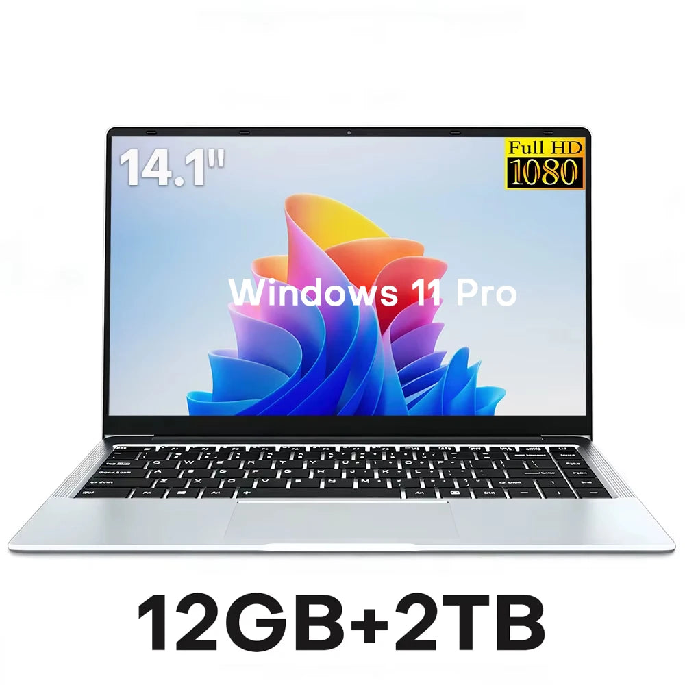 14.1" Windows 11 Pro Laptop, Intel Atom A3950, 12GB RAM, 512GB M.2 SSD
