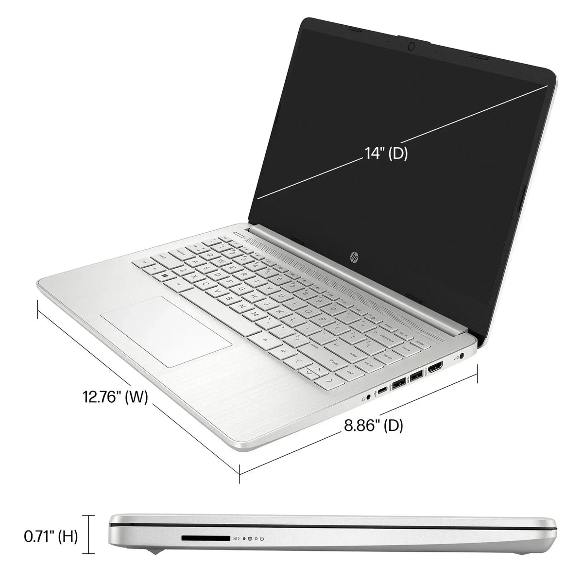 HP 14" Laptop, Intel Celeron N4120, 4GB RAM, 128GB eMMC, Office 365