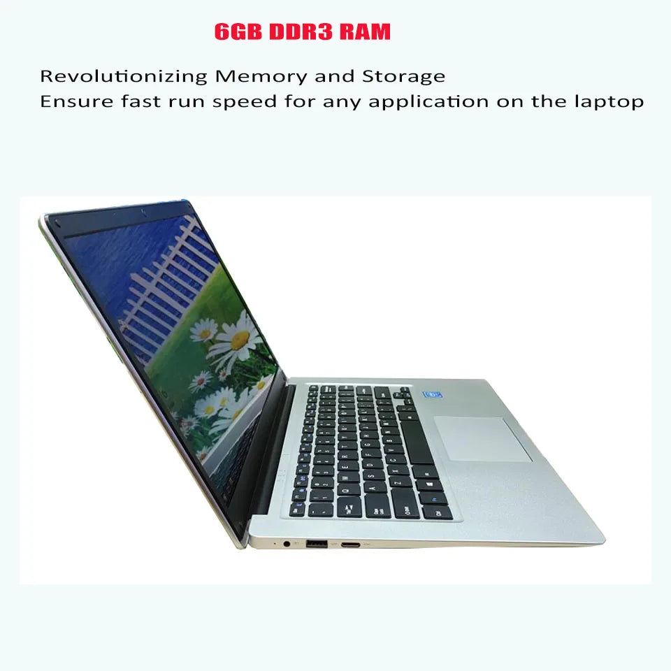 14" Windows 10 Laptop, 6GB RAM, 64GB SSD, HD Webcam and Wi-Fi