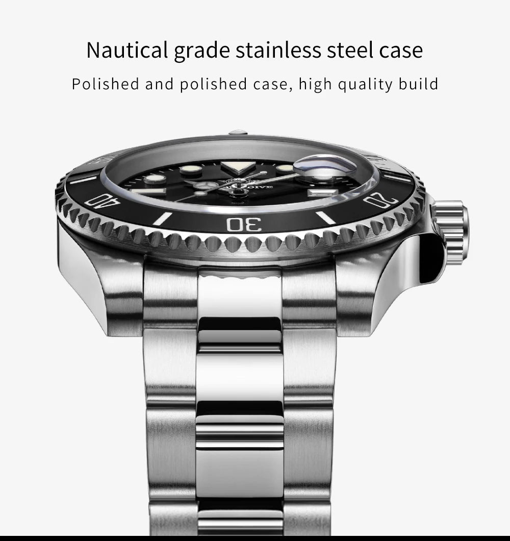 ADDIESDIVE Men's Stainless Steel Quartz Watch, Water Resistant