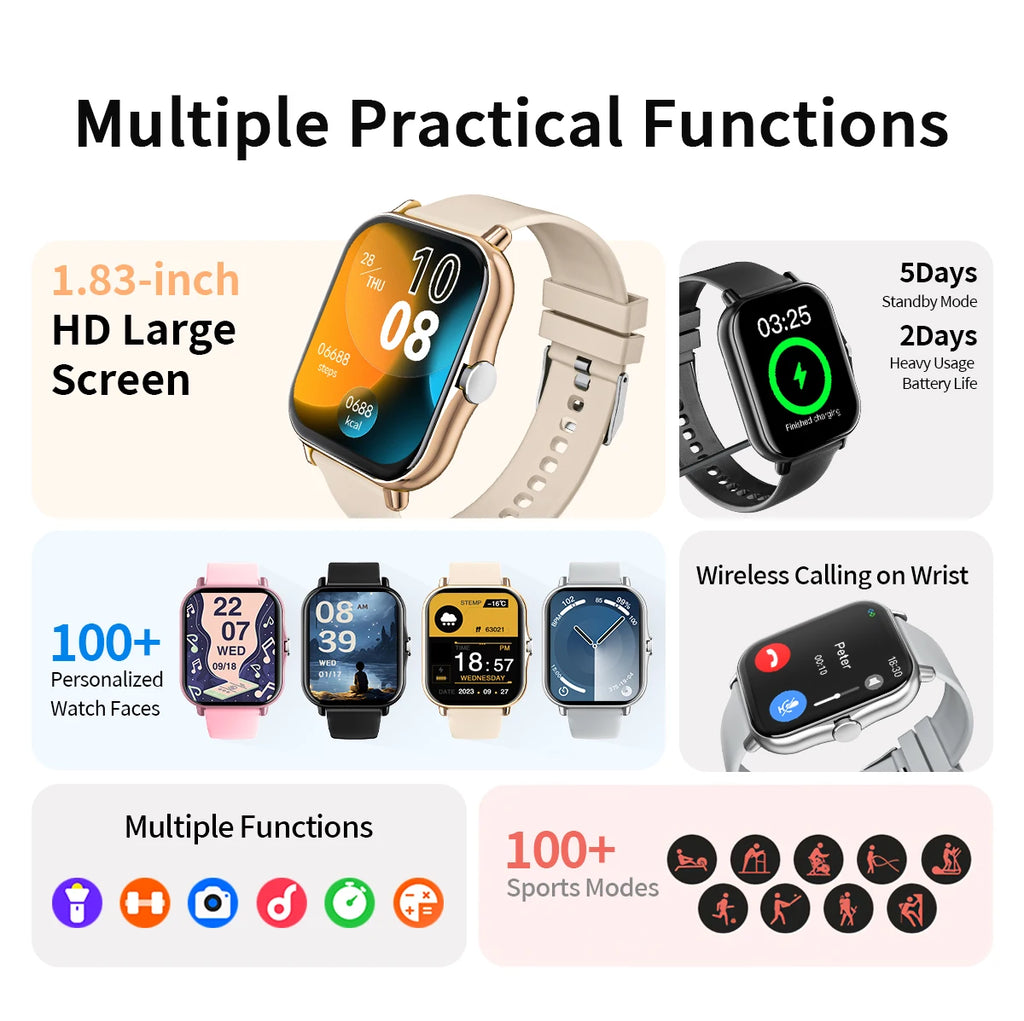 Smartwatch with Bluetooth Calling, Heart Rate and Sleep Tracking
