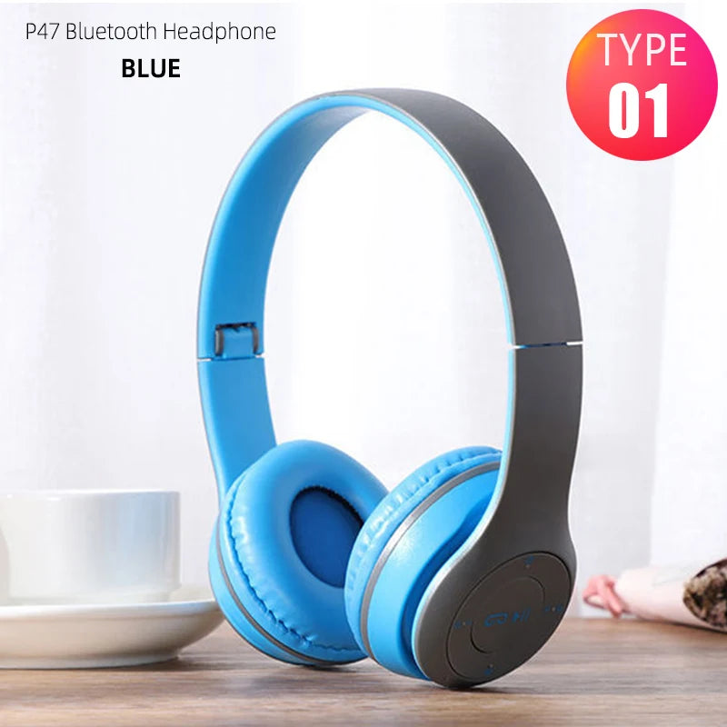 P47 Foldable Wireless Bluetooth Headphones, Stereo Bass