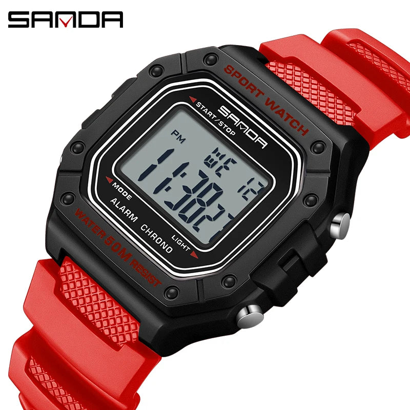 SANDA 2156 Men's Digital Sports Watch, LED, Water Resistant, Stopwatch