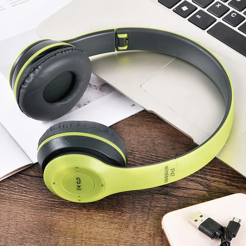 P47 Foldable Wireless Bluetooth Headphones, Stereo Bass