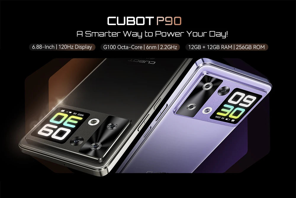 Cubot P90 Smartphone, 6.88" 120Hz, 24GB RAM, 256GB, 64MP, 5100mAh, NFC