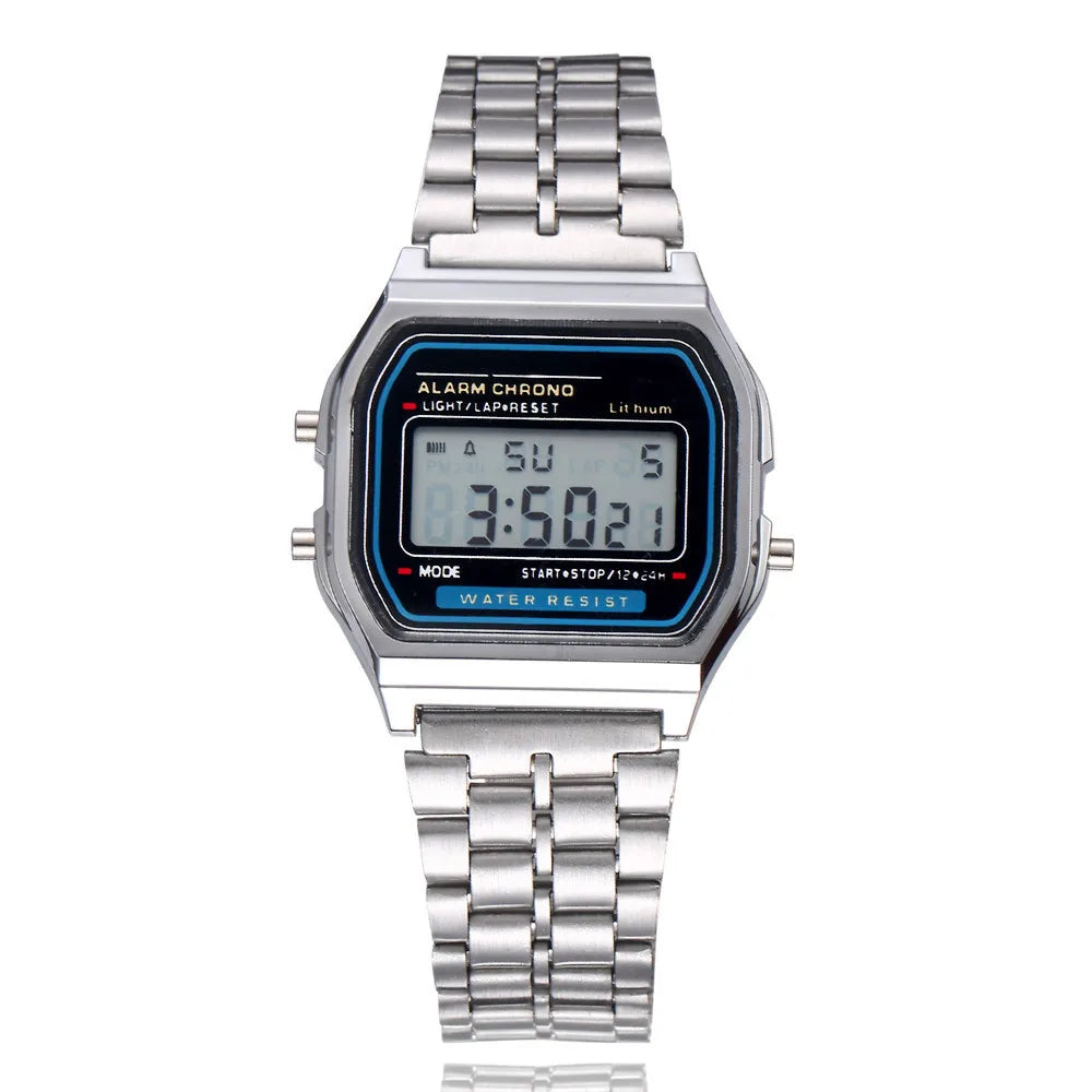 Women's Digital Watch, Stainless Steel, Gold and Silver