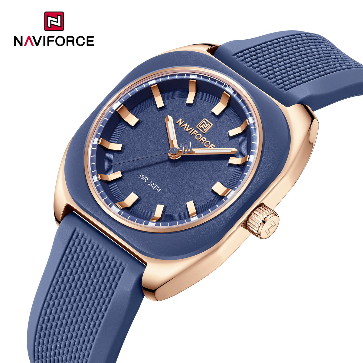 NAVIFORCE Women's Polygon Quartz Watch, Silicone Strap