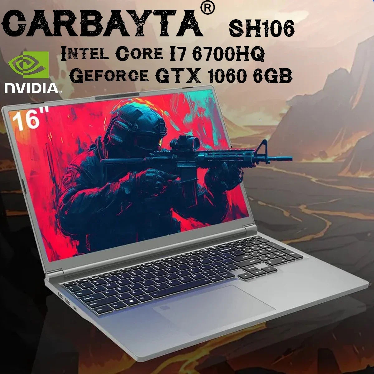 16" Gaming Laptop, Intel Core i7-6700HQ, GTX 1060 6GB, 16GB RAM, 512GB SSD