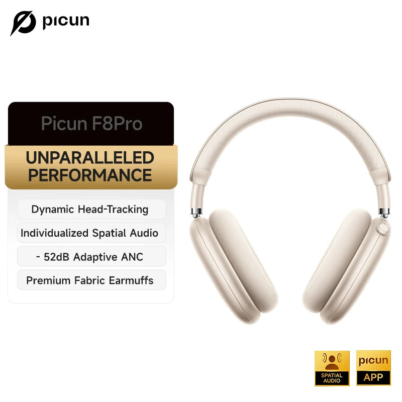 Picun F8 Pro ANC Wireless Headphones, 3D Spatial Audio, Bluetooth