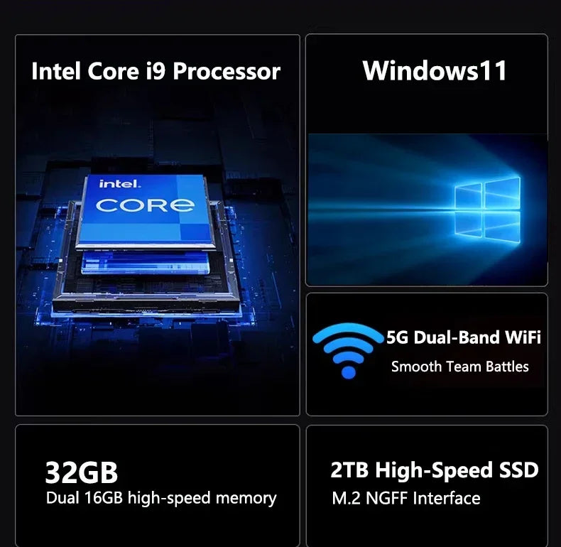 15.6" Gaming Laptop, Intel Core i9-9900, 32GB RAM, 2TB SSD, Windows 11