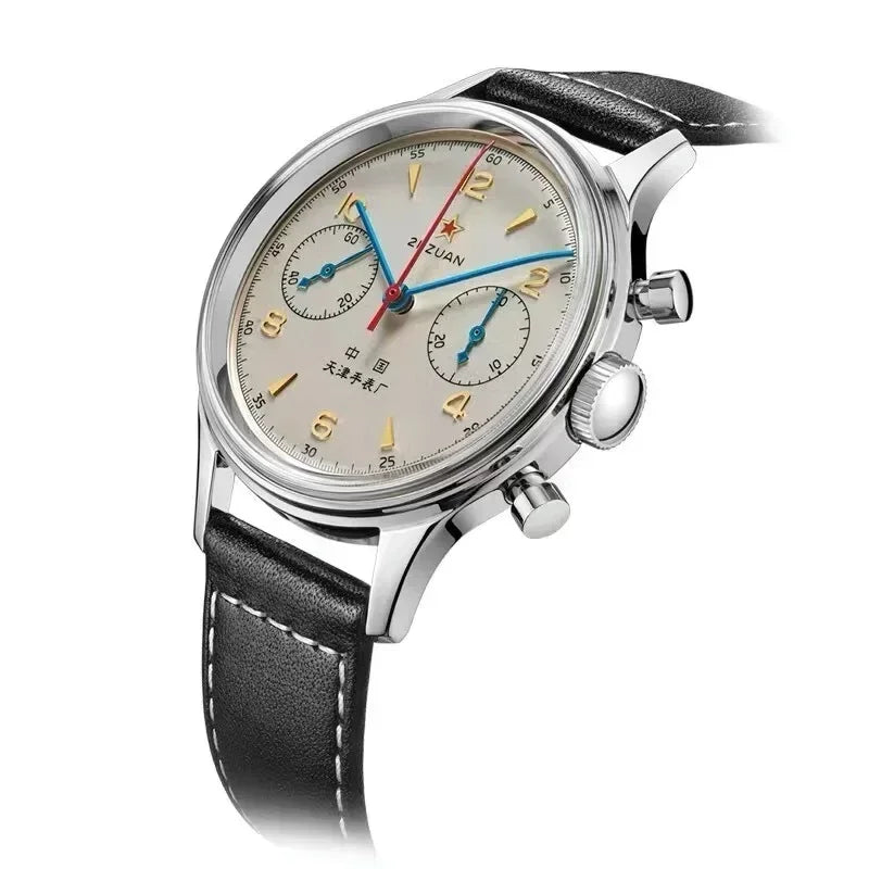 Men's 42 mm Pilot Chronograph Watch, Water Resistant, Vintage Style