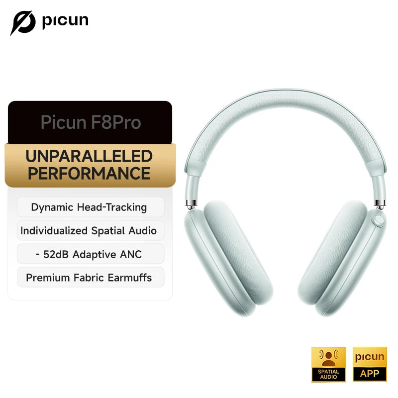 Picun F8 Pro ANC Wireless Headphones, 3D Spatial Audio, Bluetooth