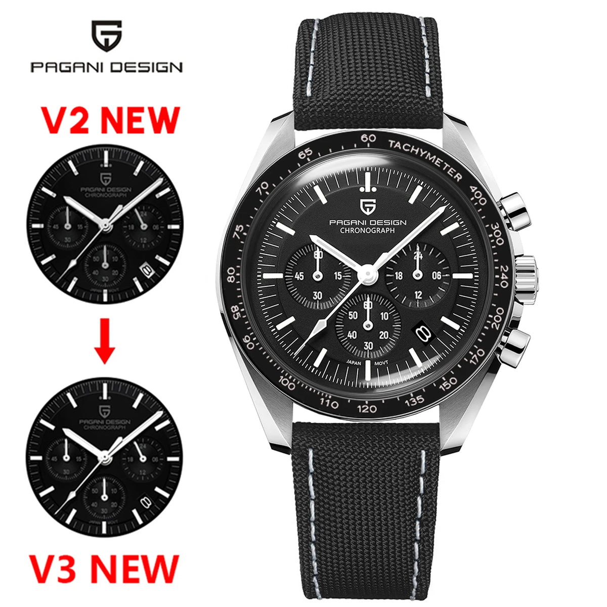 PAGANI DESIGN Moon Men's Chronograph Quartz Watch, Sapphire Glass
