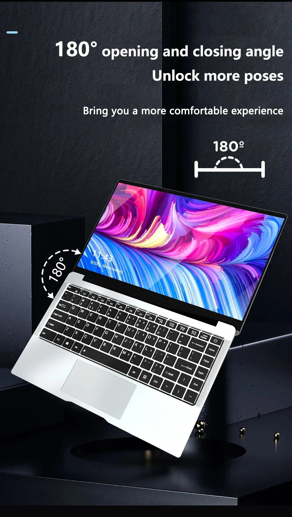 14.1" Windows 11 Pro Laptop, Intel Atom A3950, 12GB RAM, 512GB M.2 SSD