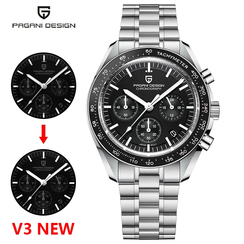 PAGANI DESIGN Moon Men's Chronograph Quartz Watch, Sapphire Glass