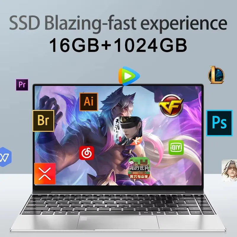14.1" Laptop, Intel N3700, 16GB RAM, 2TB SSD, Windows 11 Pro