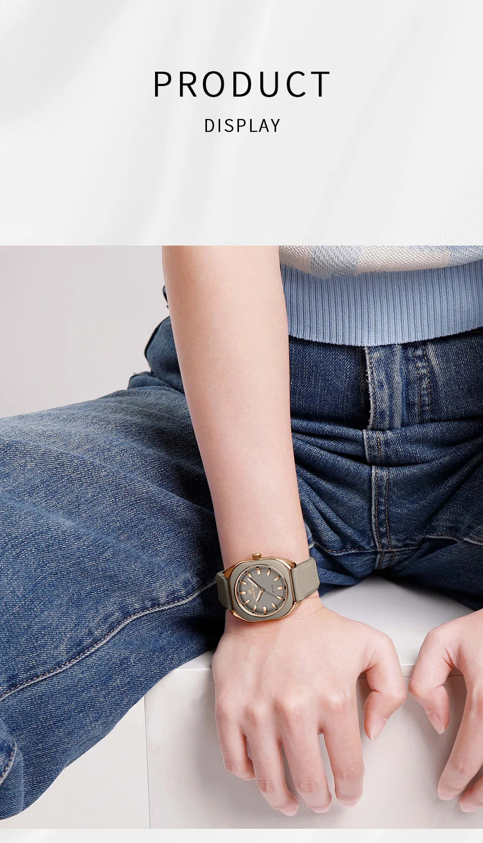 NAVIFORCE Women's Polygon Quartz Watch, Silicone Strap