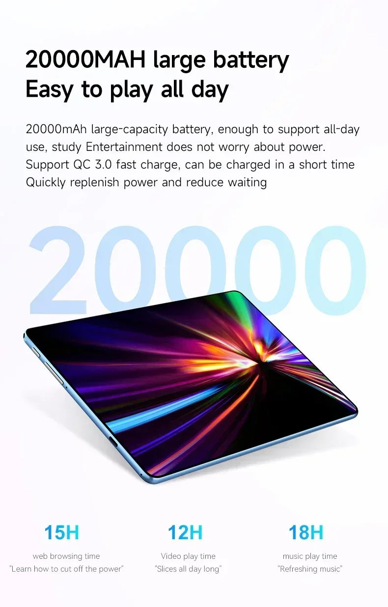 جهاز لوحي iPad Air PRO 11 بوصة إصدار 2026، نظام أندرويد 16، GPS، واي فاي، ذاكرة عشوائية 24 جيجابايت، سعة تخزين 2 تيرابايت، بطارية 20000 مللي أمبير، 5G، شريحتين، معالج Snapdragon 8gen3 ثماني النواة، تابلت أندرويد أصلي