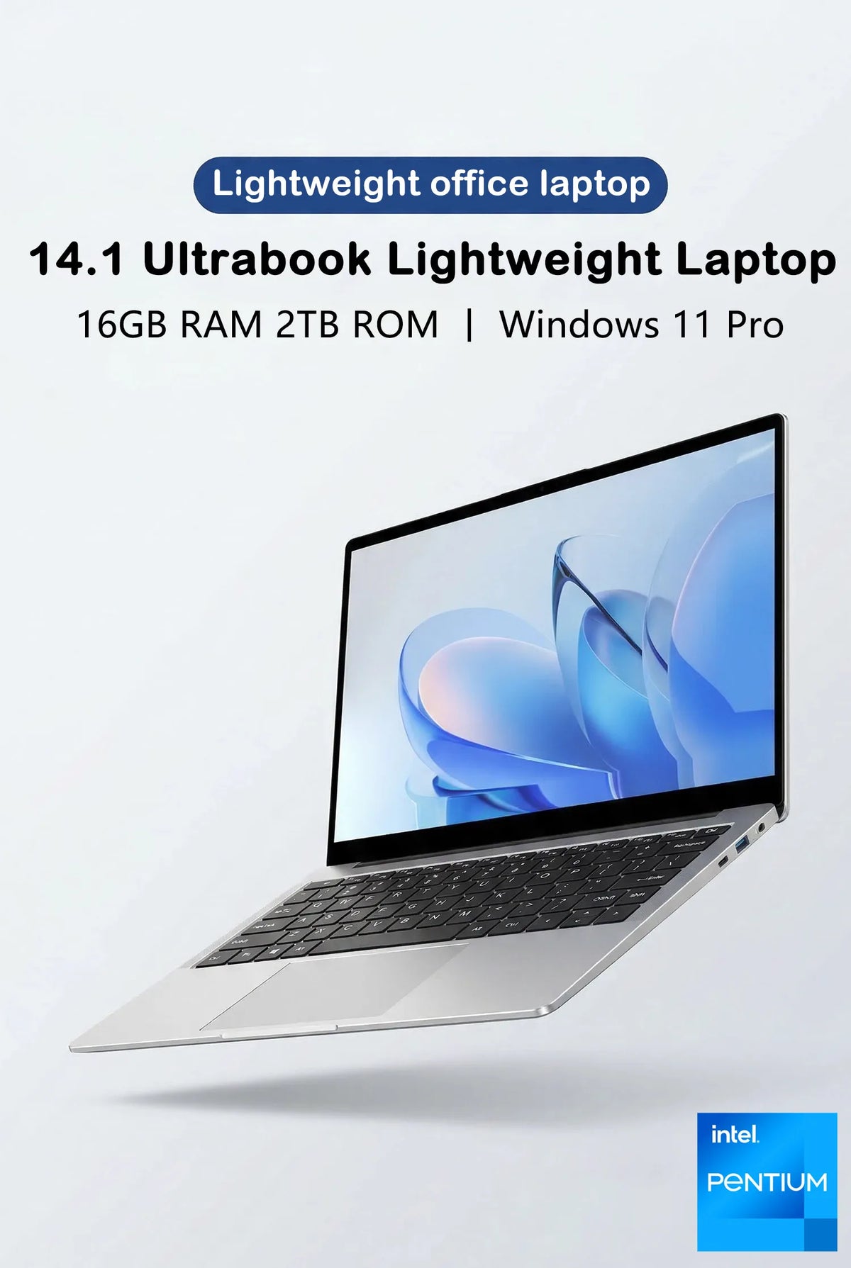 14.1" Laptop, Intel 4405U, 16GB RAM, 2TB SSD, Windows 11 Pro