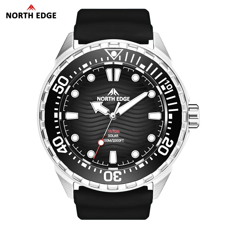 NORTH EDGE TRITON Solar Dive Watch, Stainless Steel, 300 m Water Resistant