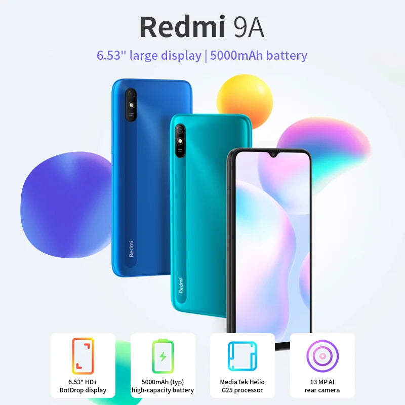 Xiaomi Redmi 9A Smartphone, 4GB RAM, 64GB, Unlocked - Used