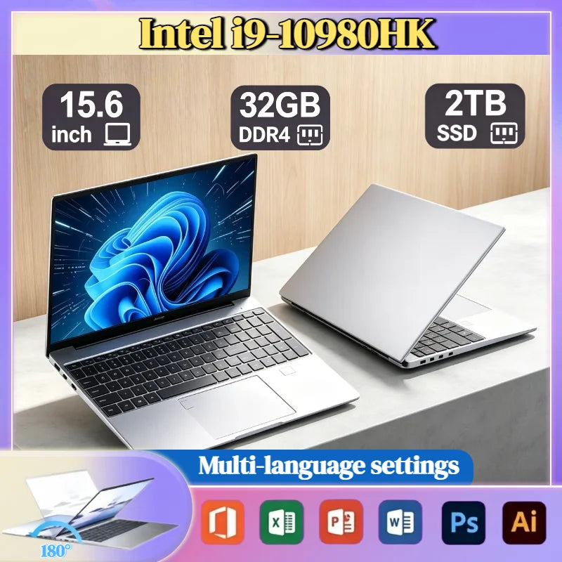 لابتوب ألعاب مقاس 15.6 بوصة، معالج Intel Core i9-10980HK، ذاكرة وصول عشوائي 32 جيجابايت، قرص صلب 2 تيرابايت SSD، واي فاي 6