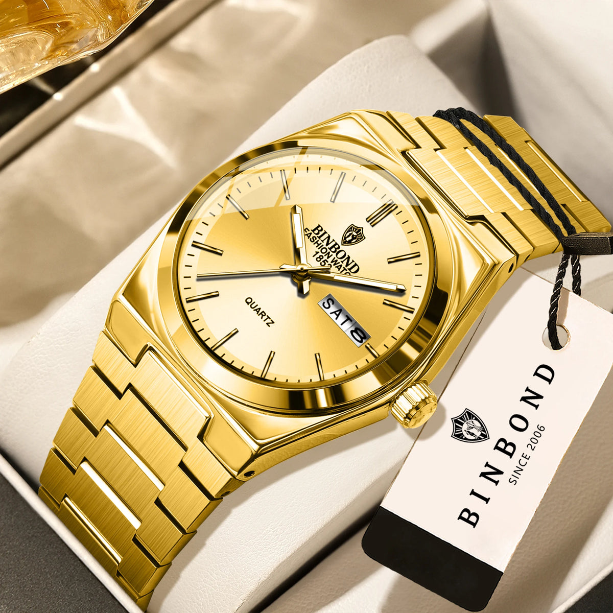 BINBOND Women's Quartz Watch, Luminous, Date and Day, Water Resistant