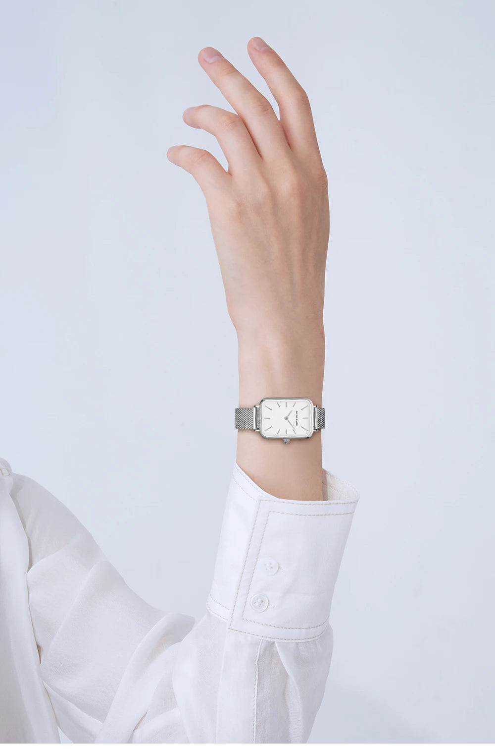 Hannah Martin Women's 34 mm Square Quartz Watch, Stainless Steel Mesh Strap