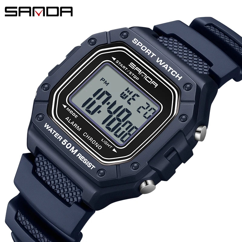 SANDA 2156 Men's Digital Sports Watch, LED, Water Resistant, Stopwatch