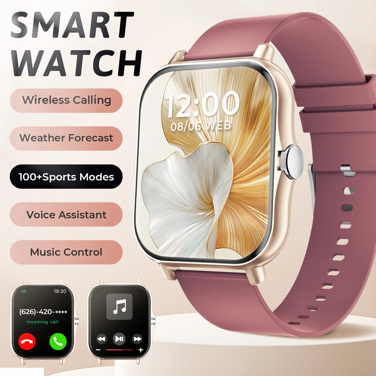 Smartwatch with Bluetooth Calling, Heart Rate and Sleep Tracking