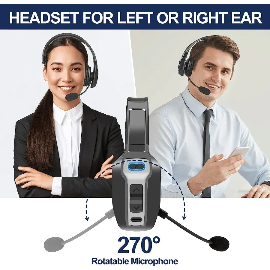 Trucker Bluetooth 5.2 Wireless Headset with Noise Cancelling Mic