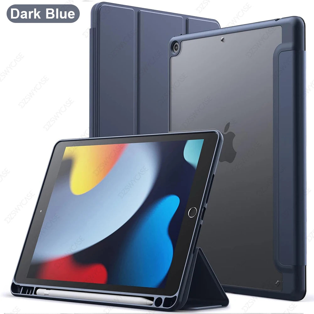 Clear Slim Case for iPad 7th, 8th and 9th Gen 10.2" with Pencil Holder