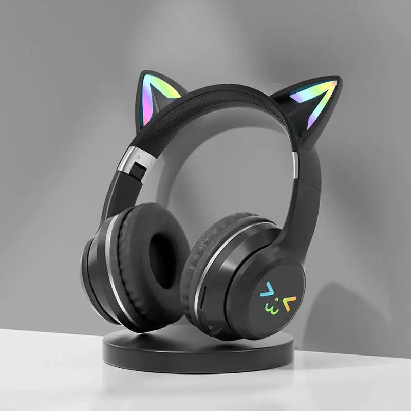 Cat Ear Bluetooth Headphones with RGB Lighting and Microphone