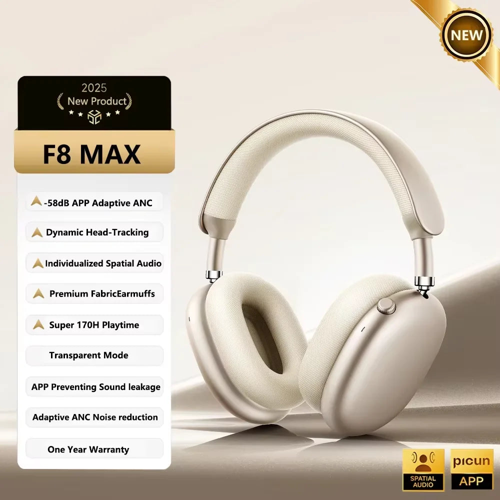 Picun F8 Pro ANC Wireless Headphones, 3D Spatial Audio, Bluetooth