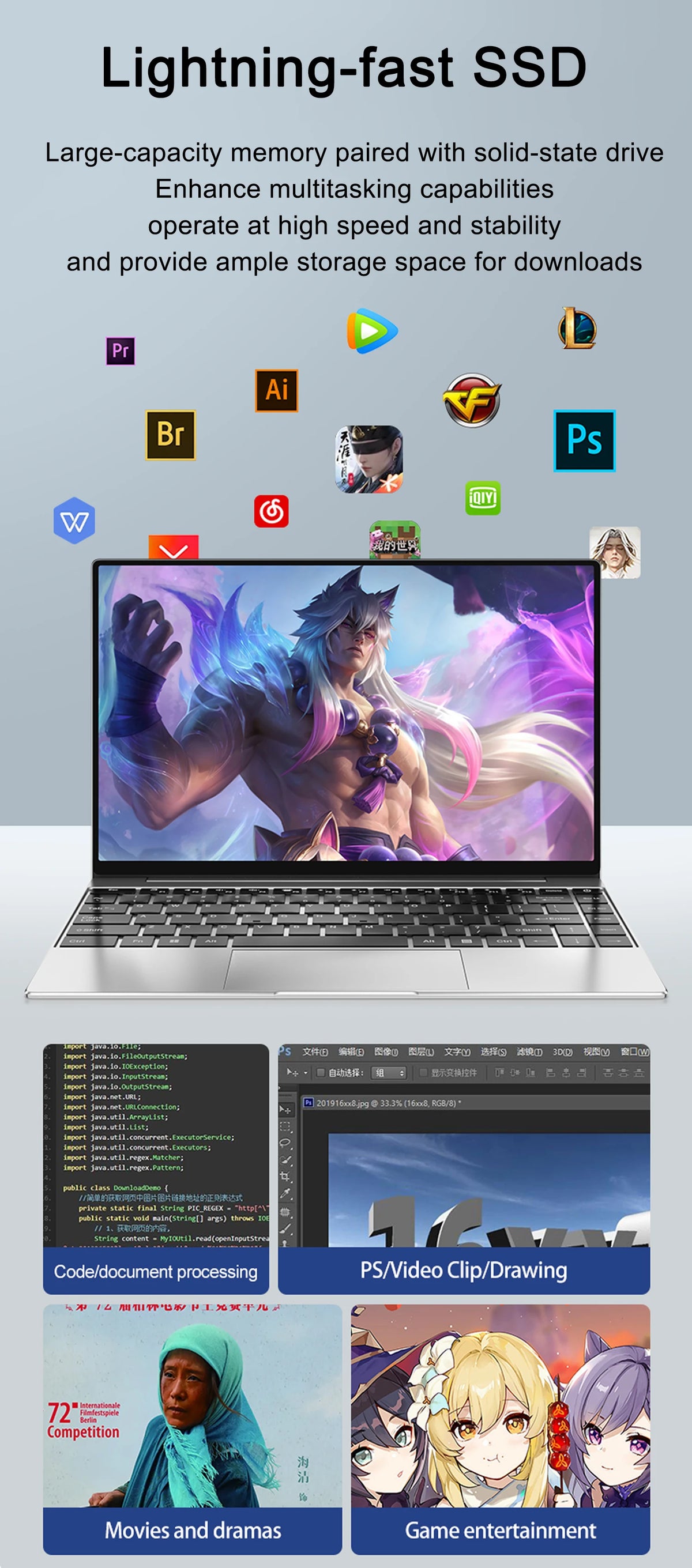 14.1" Laptop, Intel 4405U, 16GB RAM, 2TB SSD, Windows 11 Pro