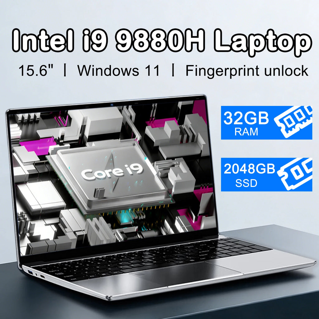 15.6" Laptop, Intel Core i9-9880H, 32GB RAM, 2TB SSD, Windows 11