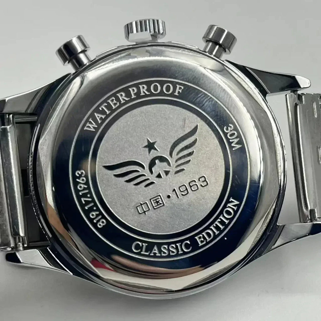 Men's 42 mm Pilot Chronograph Watch, Water Resistant, Vintage Style