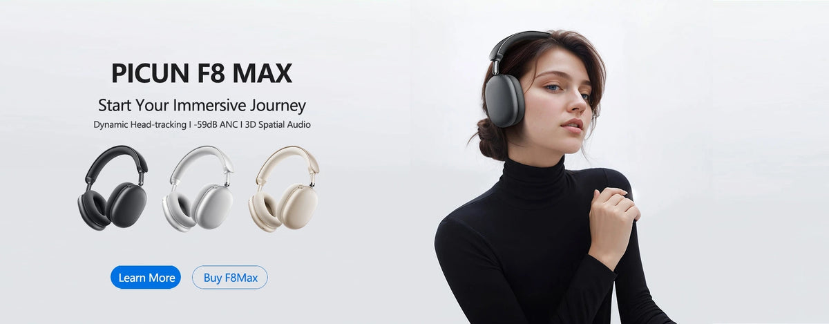 Picun F8 Pro ANC Wireless Headphones, 3D Spatial Audio, Bluetooth