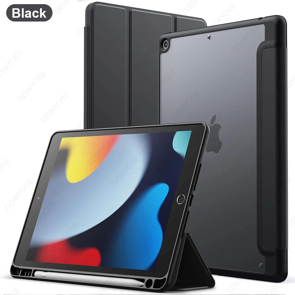 Clear Slim Case for iPad 7th, 8th and 9th Gen 10.2" with Pencil Holder