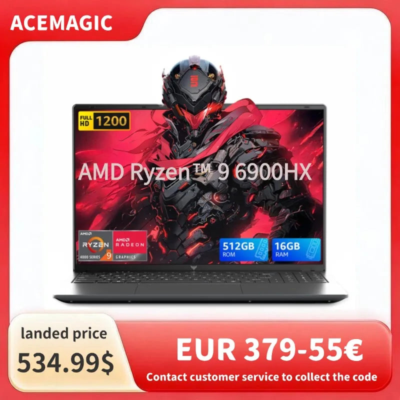 ACEMAGIC 16 inch gaming laptop with AMD Ryzen 9 6900HX, main view
