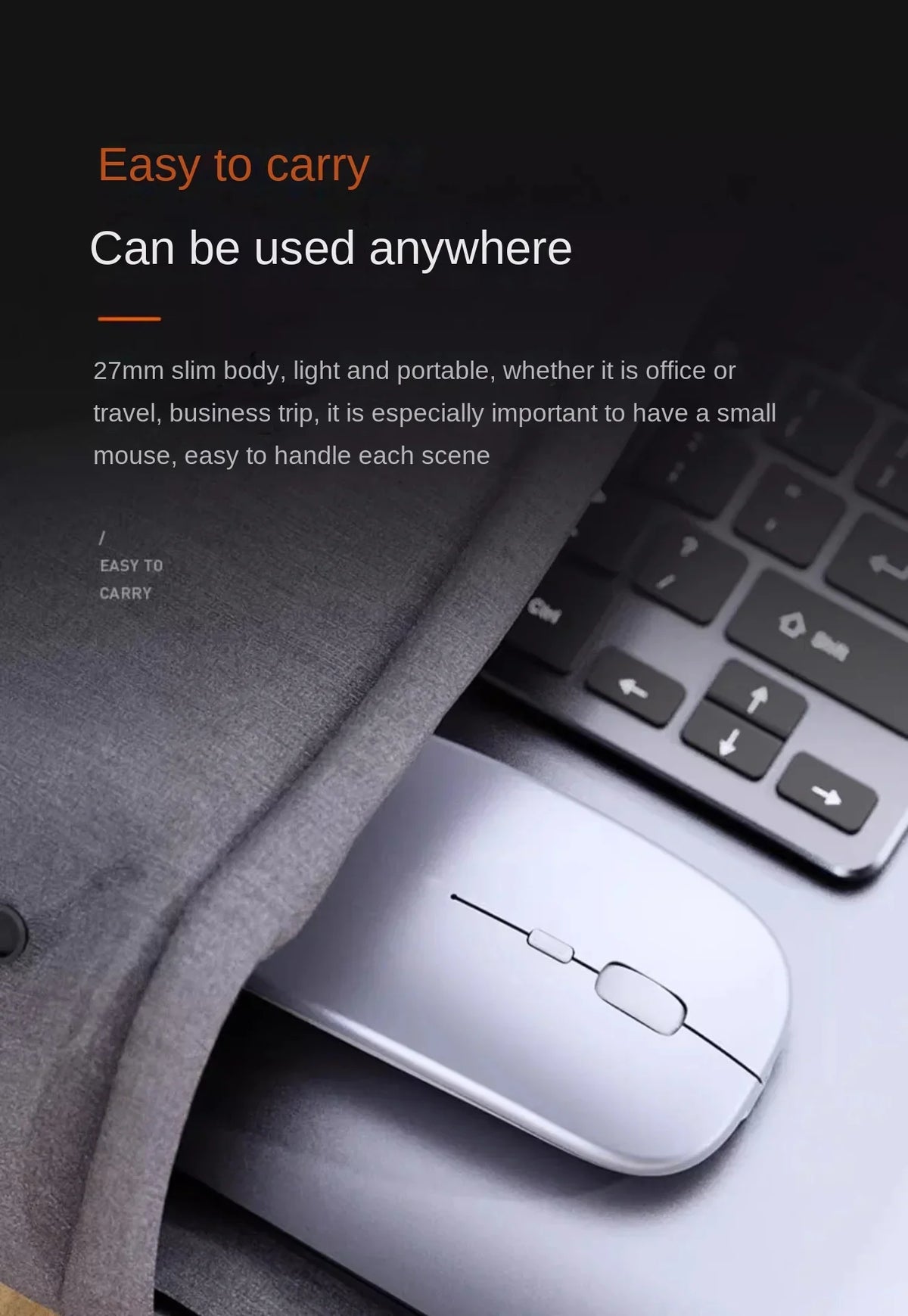 Rechargeable Wireless Bluetooth Mouse, Silent Click, Ergonomic