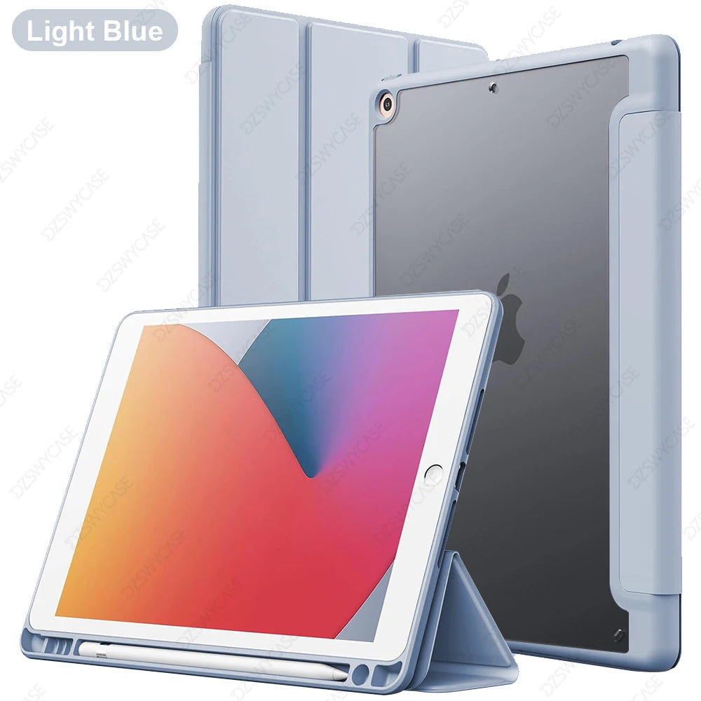 Clear Slim Case for iPad 7th, 8th and 9th Gen 10.2" with Pencil Holder