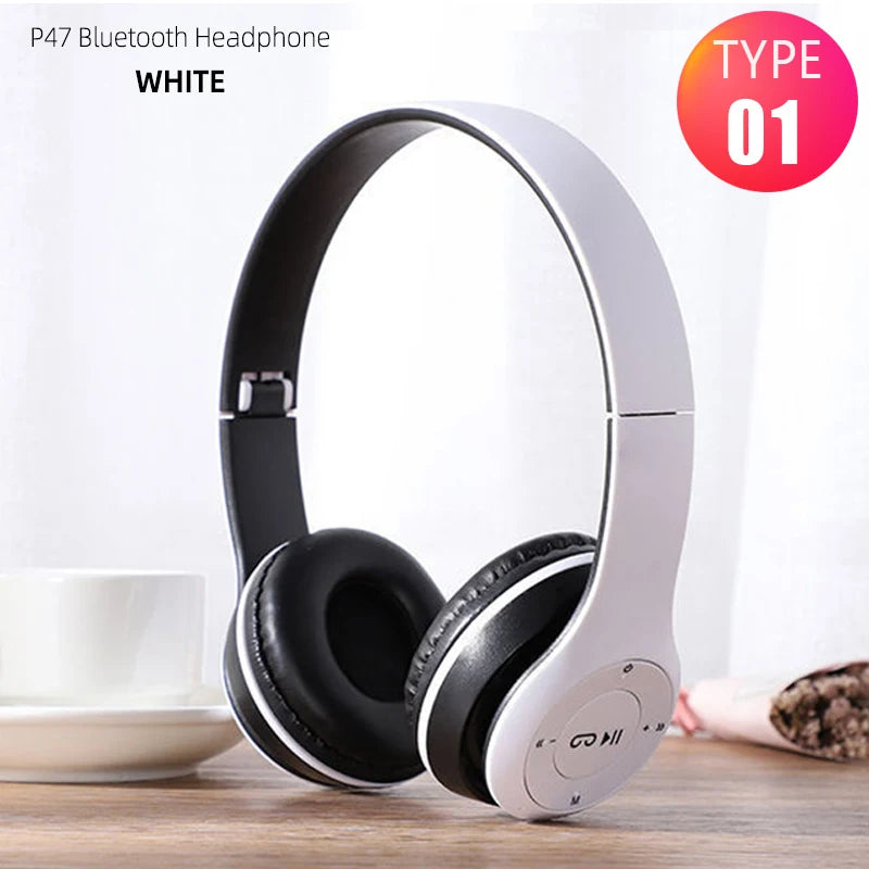 P47 Foldable Wireless Bluetooth Headphones, Stereo Bass