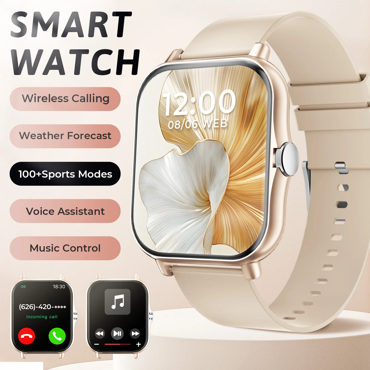 Smartwatch with Bluetooth Calling, Heart Rate and Sleep Tracking